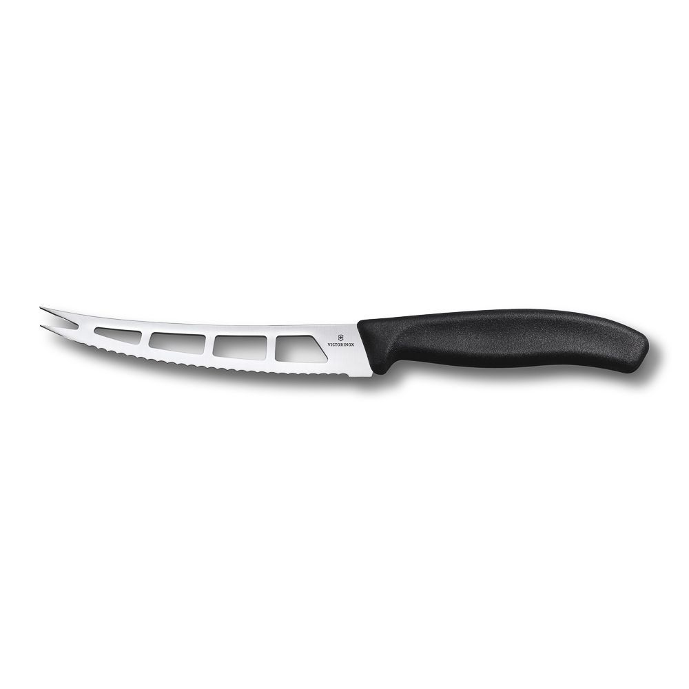 Нож Victorinox для мягких сыров 13 см, волнистое лезвие с отверстием