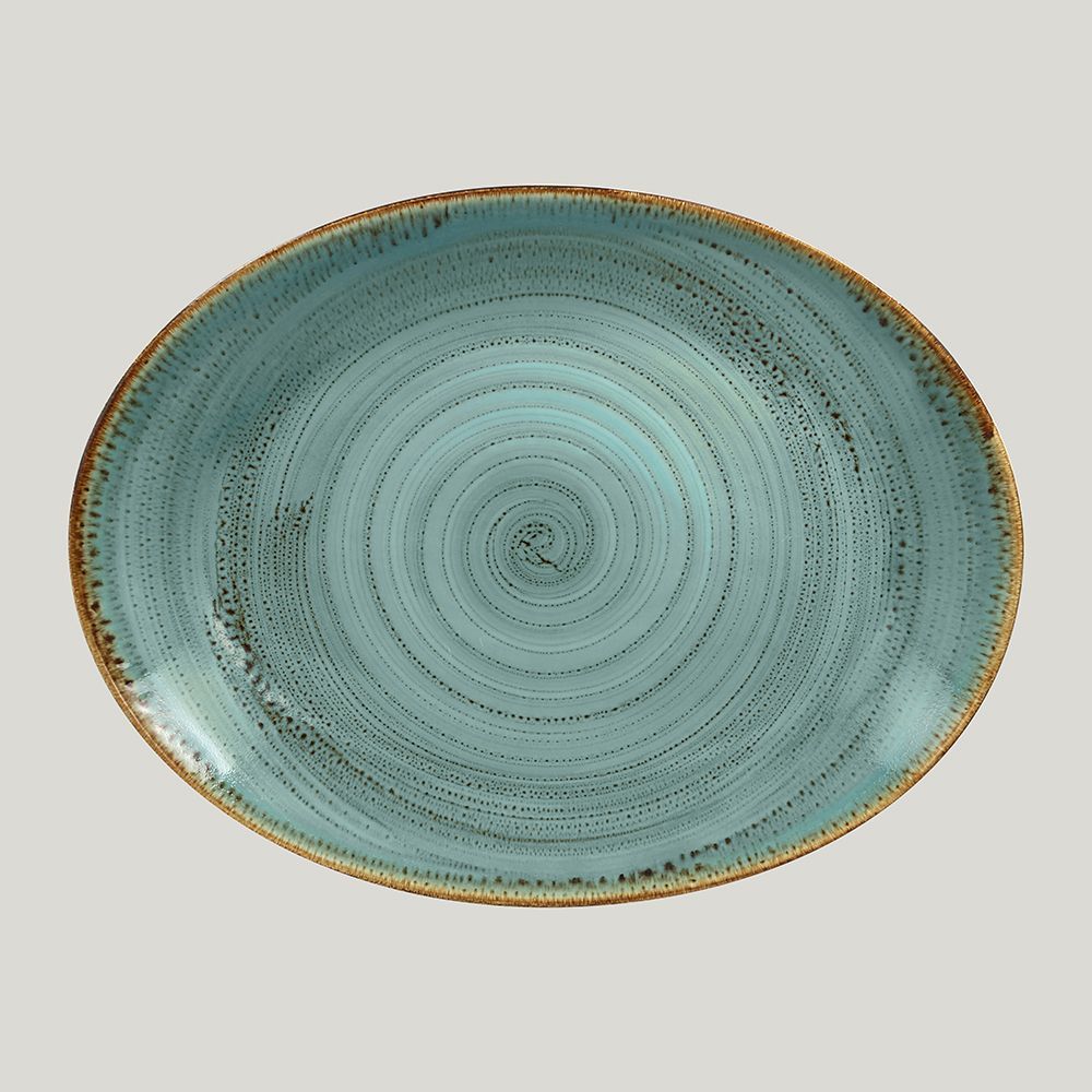 Овальная тарелка RAK Porcelain Twirl Lagoon 32*23 см