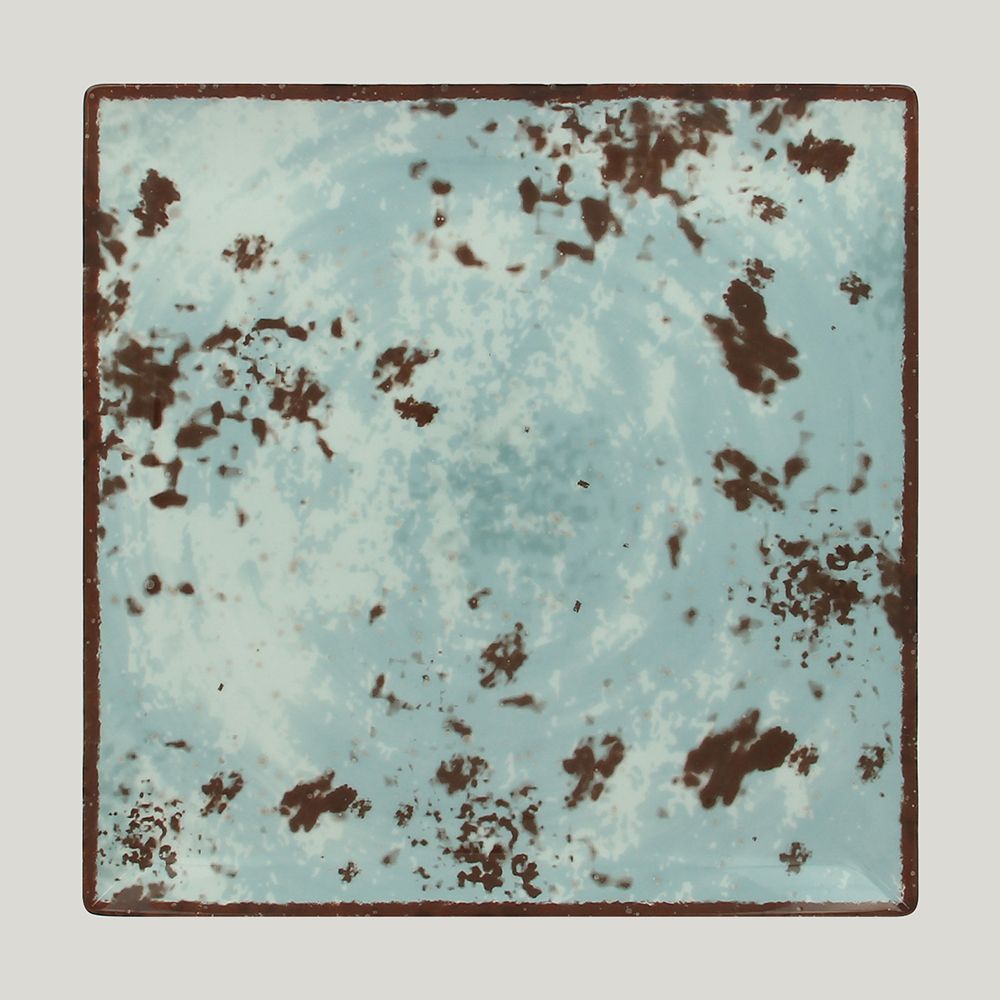 Тарелка RAK Porcelain Peppery квадратная плоская 27*27 см, голубой цвет