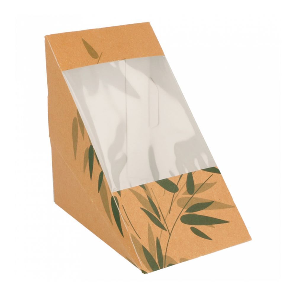 Коробка картонная для тройного сэндвича с окном 12,4*12,4*8,3 см, 100 шт/уп, Garcia de Pou
