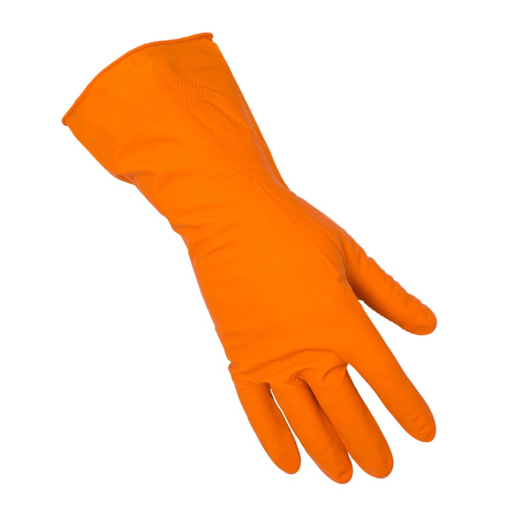 Перчатки хозяйственные резиновые оранжевые, размер M