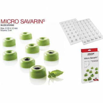 Форма кондитерская Silikomart MICRO SAVARIN 5, силикон, ячейки 26*12 мм, Италия