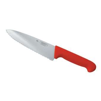 Нож PRO-Line поварской 20 см, красная пластиковая ручка, волнистое лезвие, P.L. Proff Cuisine